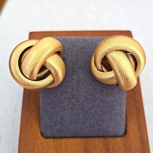 Monet Textured Gold Tone Knot Clip-On Earrings